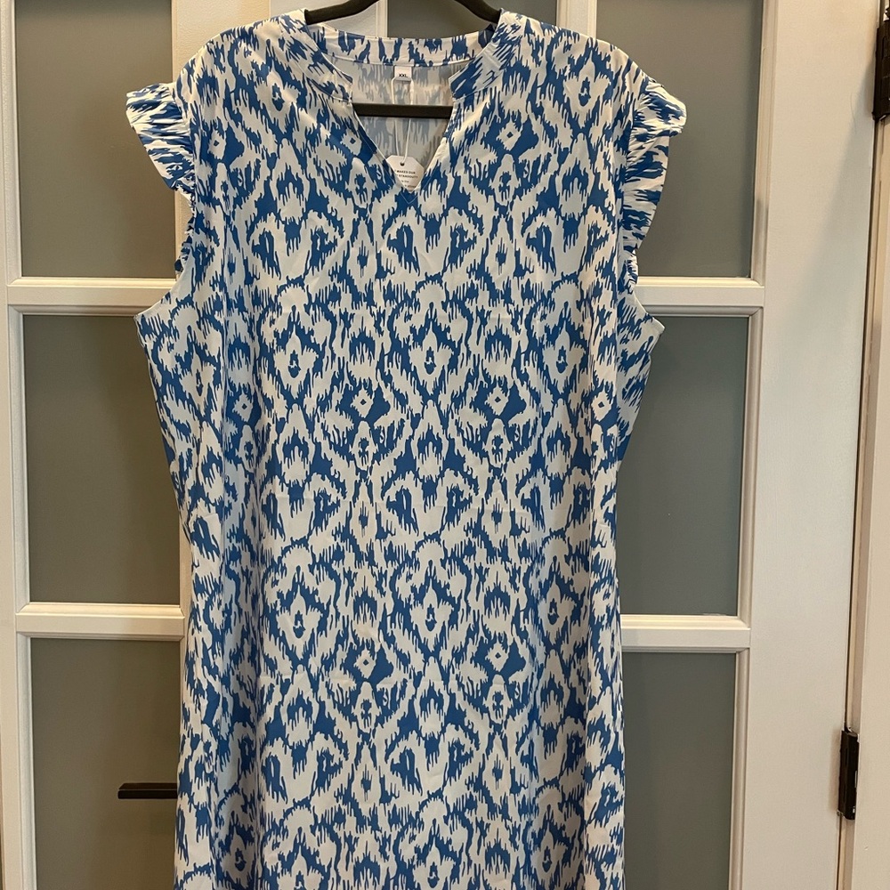 Blue and White Patterned Dress